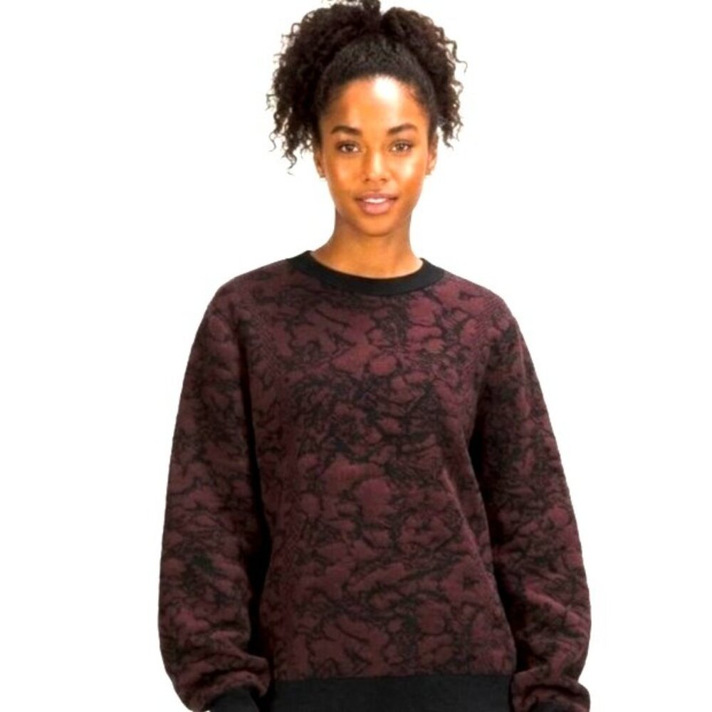 Lululemon Jacquard Multi-texure Crewneck Sweater 8 Red Merlot NEW $168